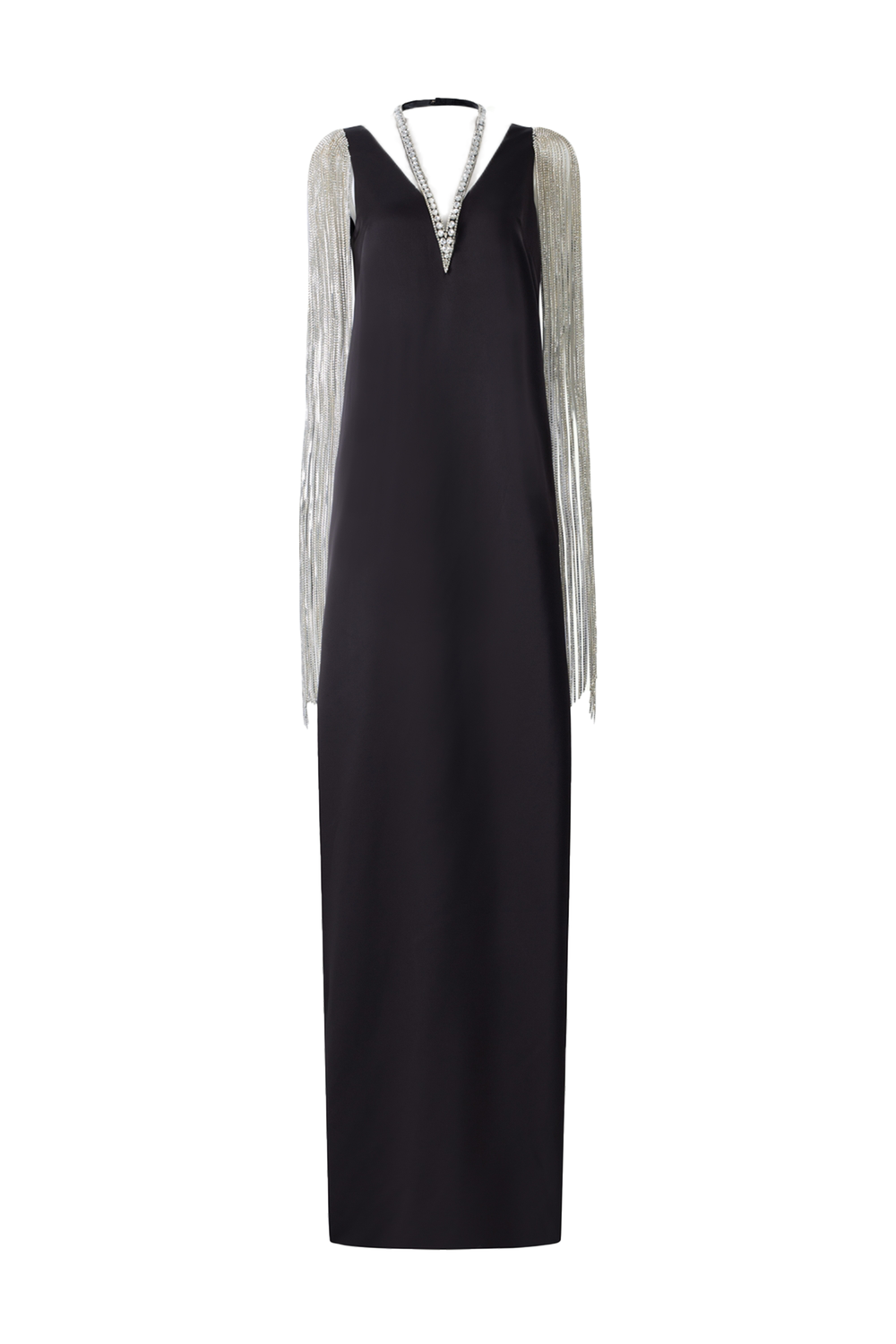 Crystal Fringed Sleeve Straight Dress - TRACY COUTURE